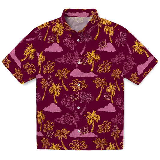 Central Michigan Chippewas Hawaiian Shirt - Palm And Clouds | Moonbestprint