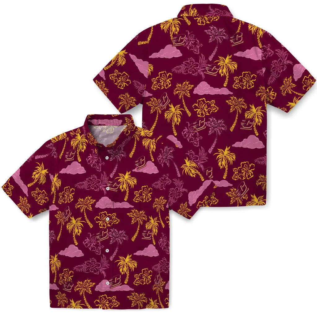 Central Michigan Chippewas Hawaiian Shirt - Palm And Clouds | Moonbestprint