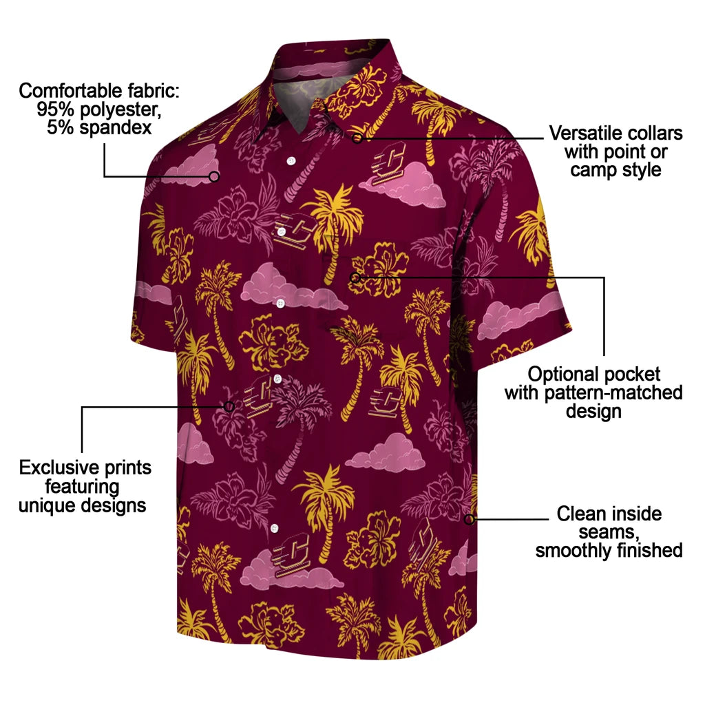 Central Michigan Chippewas Hawaiian Shirt - Palm And Clouds | Moonbestprint