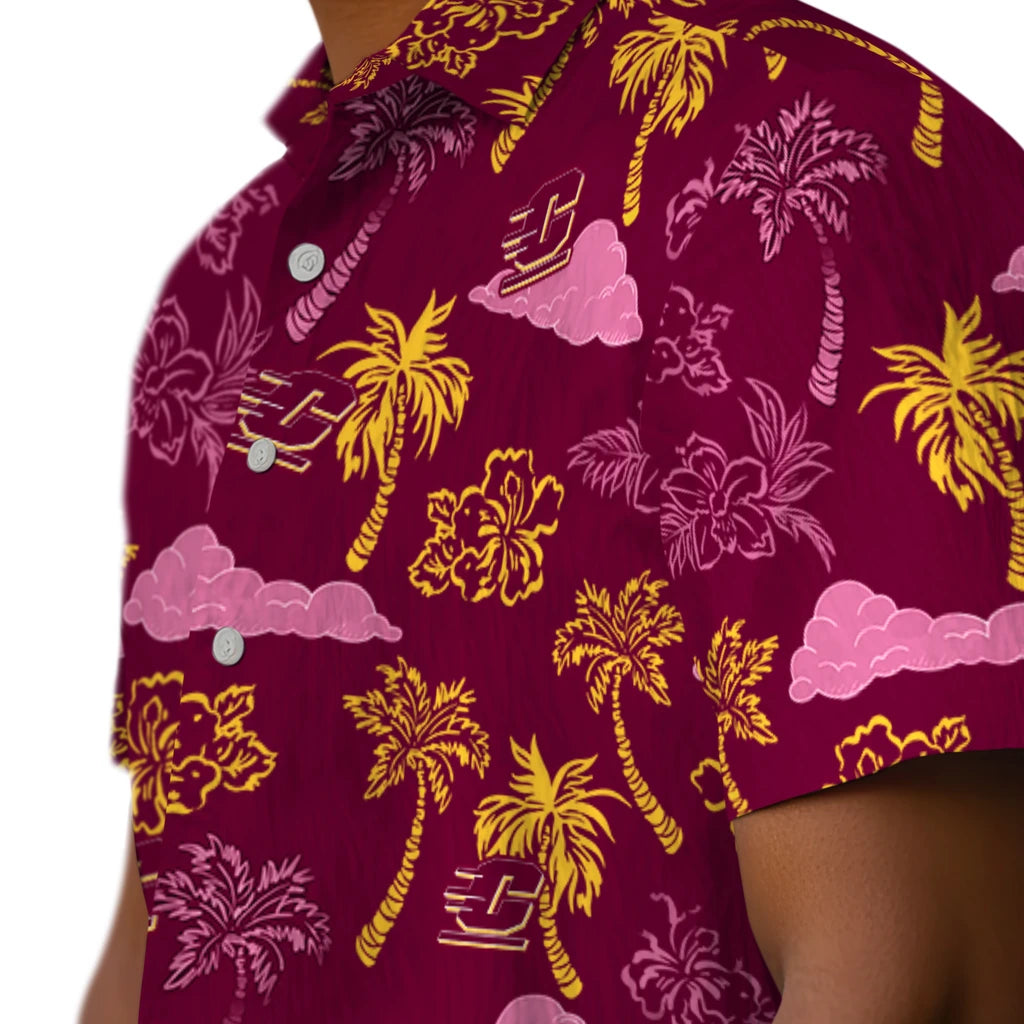Central Michigan Chippewas Hawaiian Shirt - Palm And Clouds | Moonbestprint