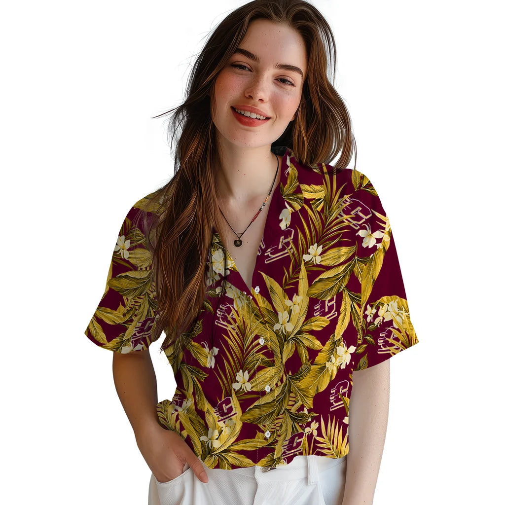 Central Michigan Chippewas Hawaiian Shirt - Palm Leaves | Moonbestprint