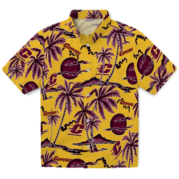 Central Michigan Chippewas Hawaiian Shirt - Palm Sunset | Moonbestprint