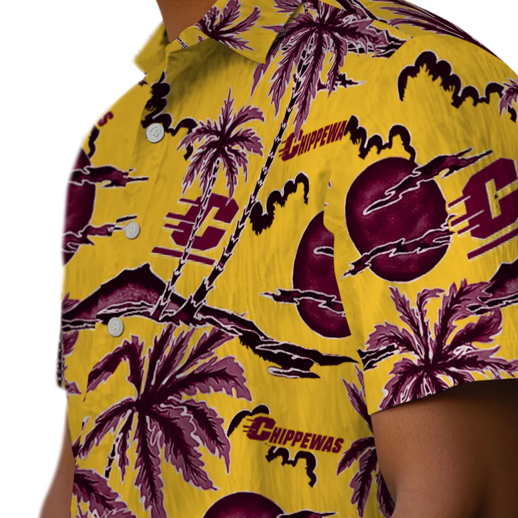 Central Michigan Chippewas Hawaiian Shirt - Palm Sunset | Moonbestprint
