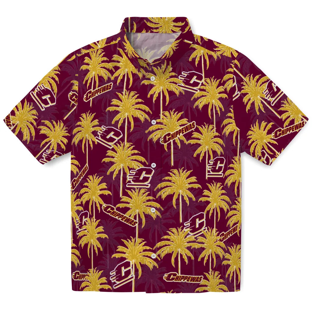 Central Michigan Chippewas Hawaiian Shirt - Palm Tree Motif | Moonbestprint