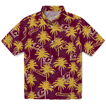 Central Michigan Chippewas Hawaiian Shirt - Palm Tree Motif | Moonbestprint