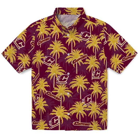 Central Michigan Chippewas Hawaiian Shirt - Palm Tree Motif | Moonbestprint