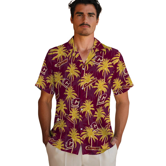 Central Michigan Chippewas Hawaiian Shirt - Palm Tree Motif | Moonbestprint