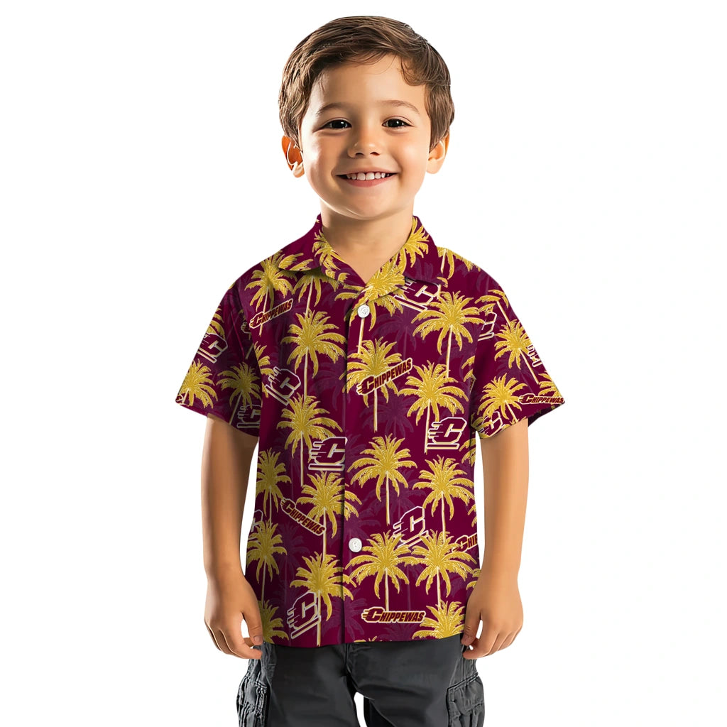 Central Michigan Chippewas Hawaiian Shirt - Palm Tree Motif | Moonbestprint