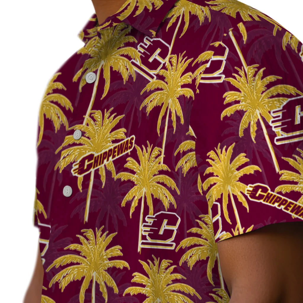 Central Michigan Chippewas Hawaiian Shirt - Palm Tree Motif | Moonbestprint