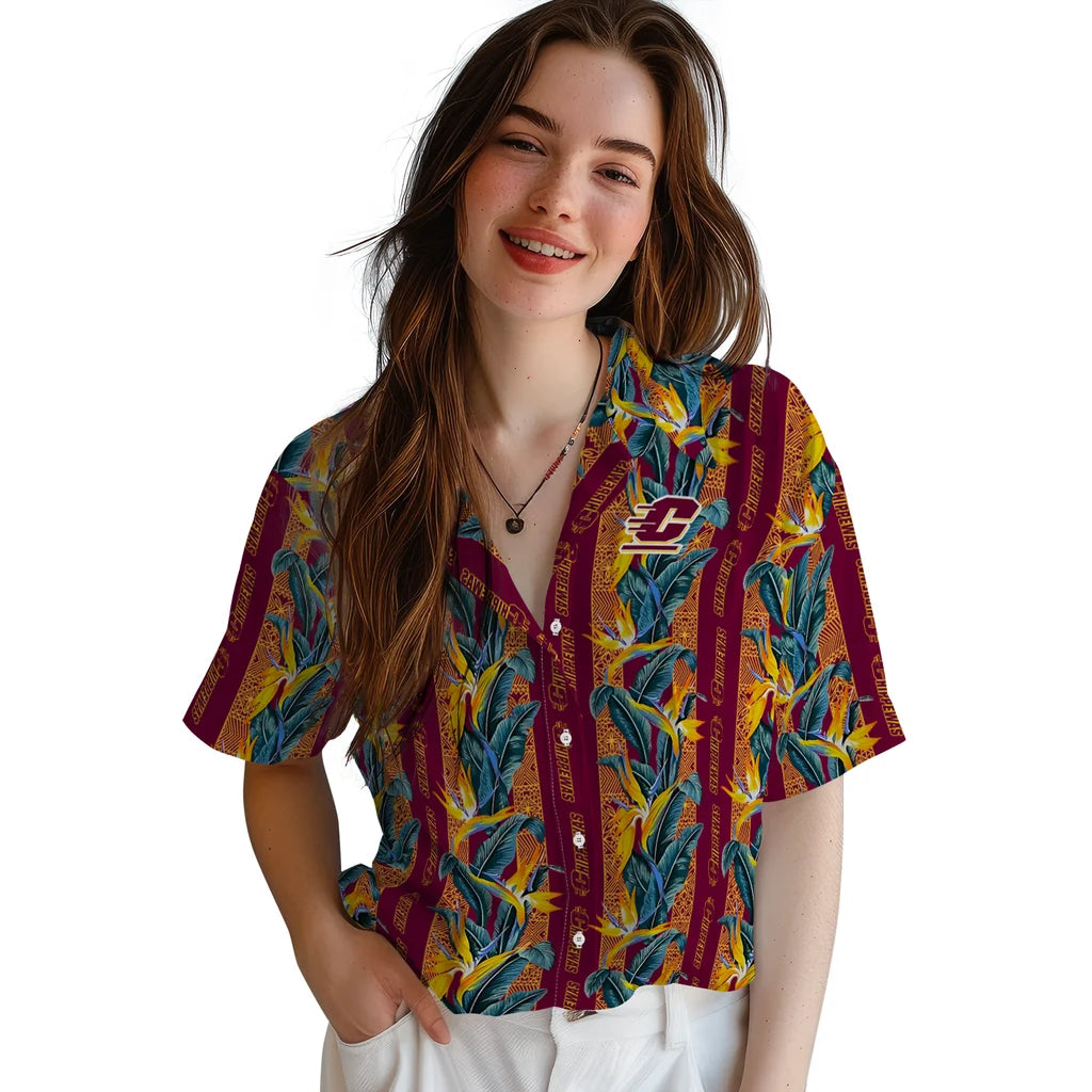 Central Michigan Chippewas Hawaiian Shirt - Paradise Vines | Moonbestprint