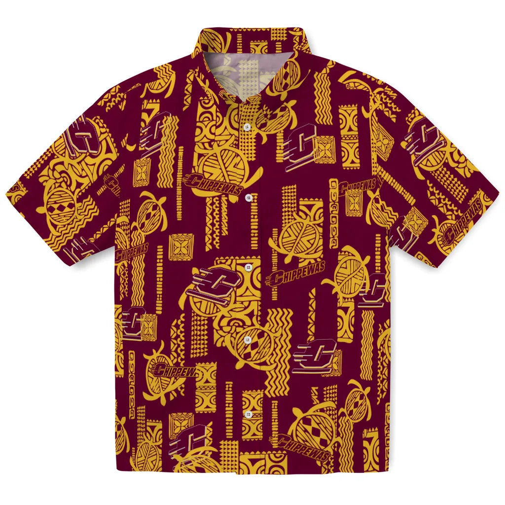 Central Michigan Chippewas Hawaiian Shirt - Turtle Lines | Moonbestprint