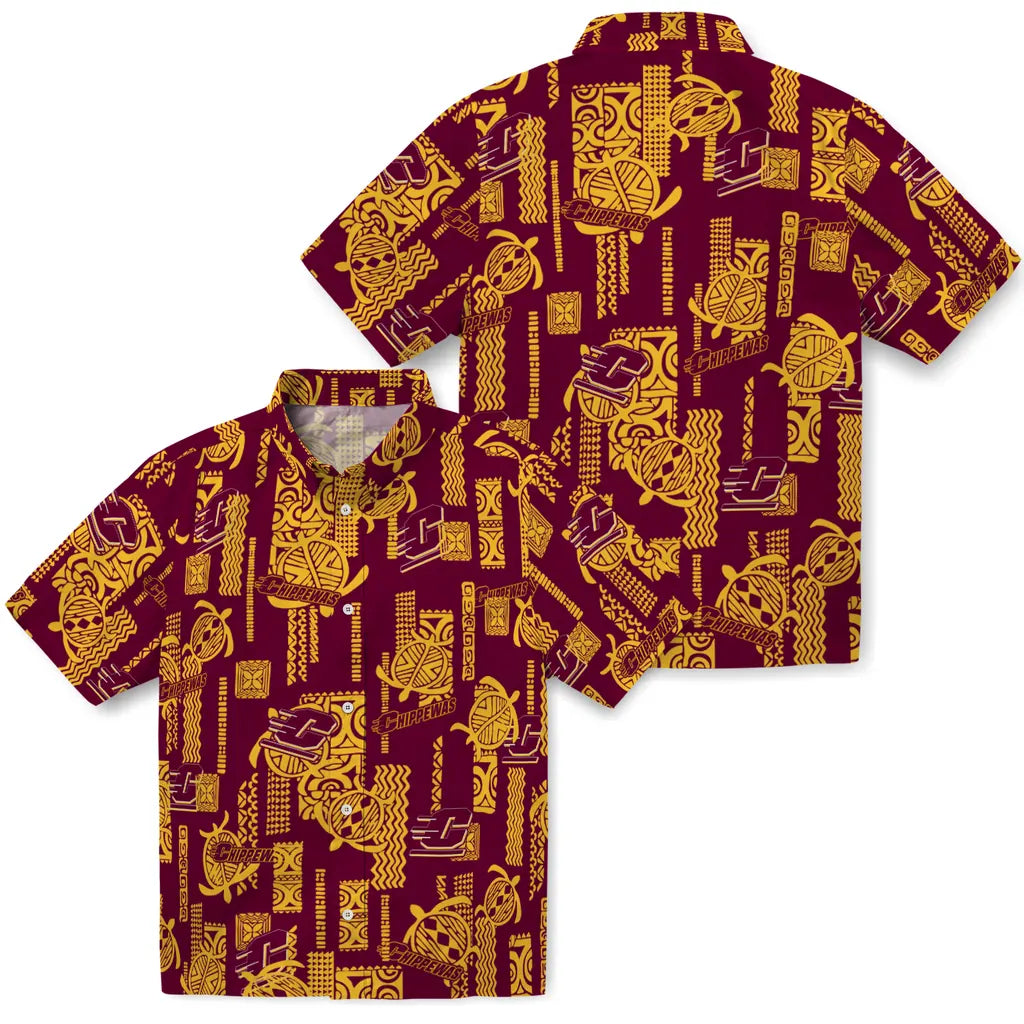 Central Michigan Chippewas Hawaiian Shirt - Turtle Lines | Moonbestprint