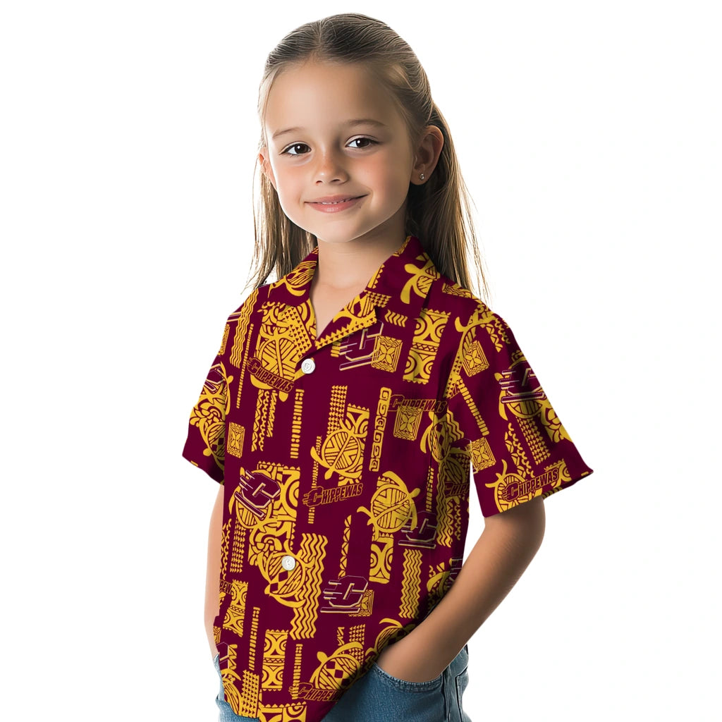 Central Michigan Chippewas Hawaiian Shirt - Turtle Lines | Moonbestprint
