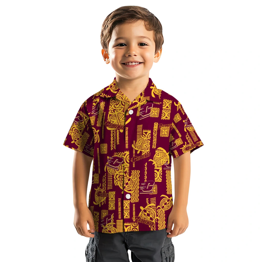 Central Michigan Chippewas Hawaiian Shirt - Turtle Lines | Moonbestprint