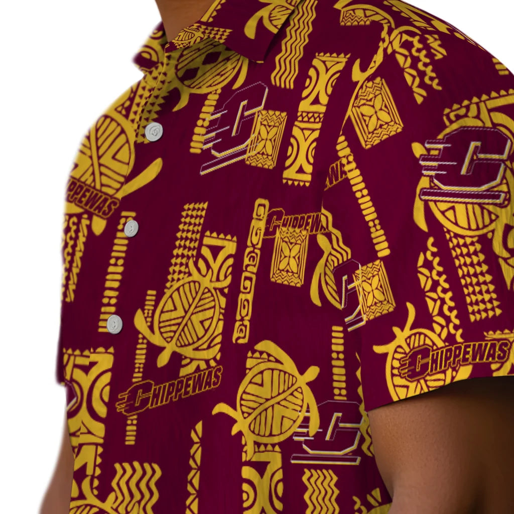 Central Michigan Chippewas Hawaiian Shirt - Turtle Lines | Moonbestprint