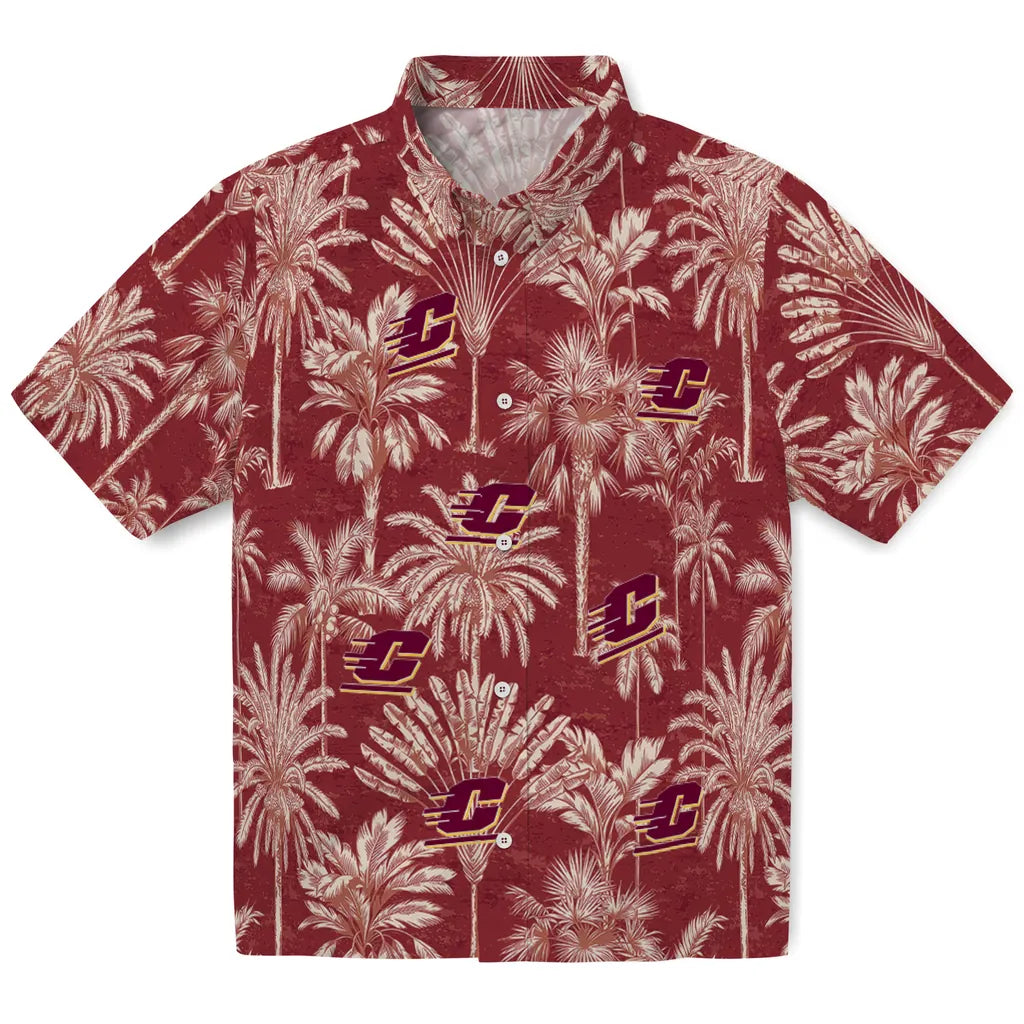 Central Michigan Chippewas Hawaiian Shirt - Vintage Palm Tree | Moonbestprint