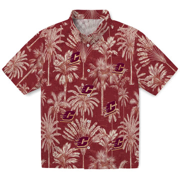 Central Michigan Chippewas Hawaiian Shirt - Vintage Palm Tree | Moonbestprint