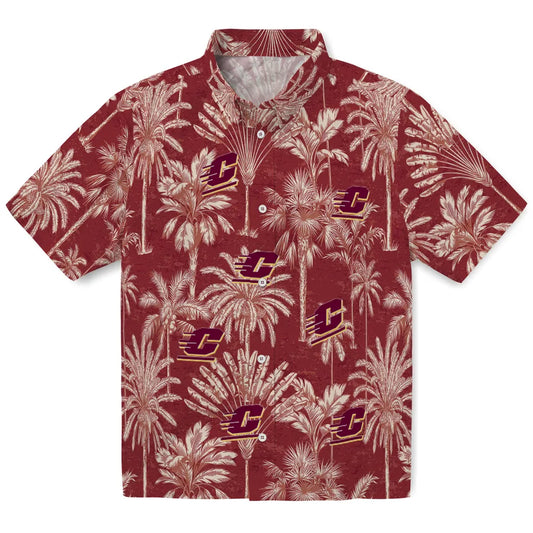 Central Michigan Chippewas Hawaiian Shirt - Vintage Palm Tree | Moonbestprint