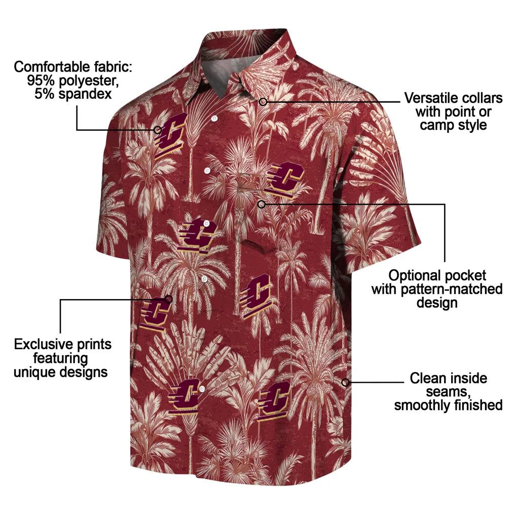 Central Michigan Chippewas Hawaiian Shirt - Vintage Palm Tree | Moonbestprint