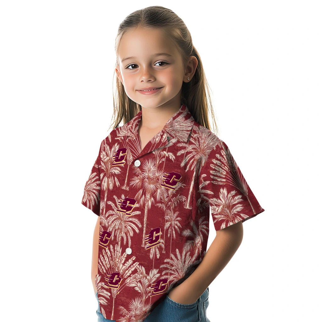 Central Michigan Chippewas Hawaiian Shirt - Vintage Palm Tree | Moonbestprint