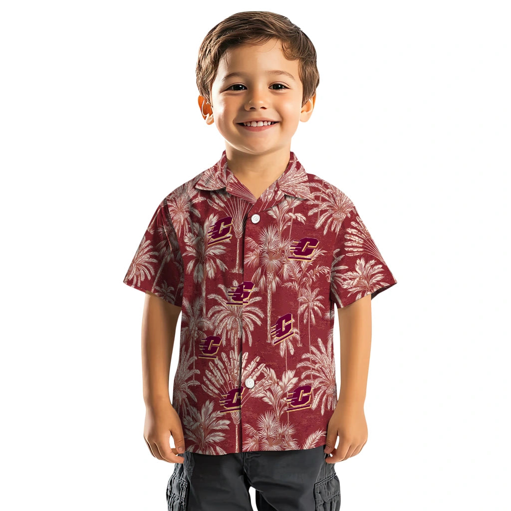 Central Michigan Chippewas Hawaiian Shirt - Vintage Palm Tree | Moonbestprint