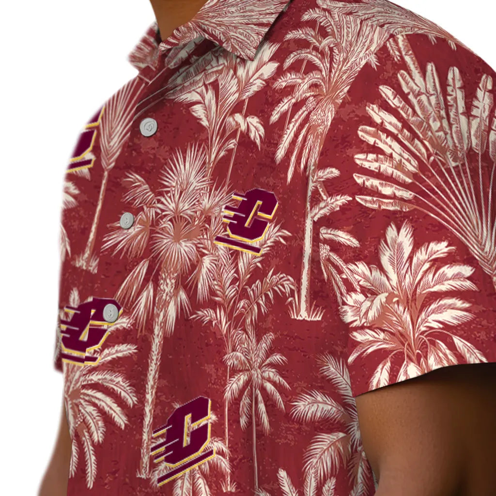 Central Michigan Chippewas Hawaiian Shirt - Vintage Palm Tree | Moonbestprint