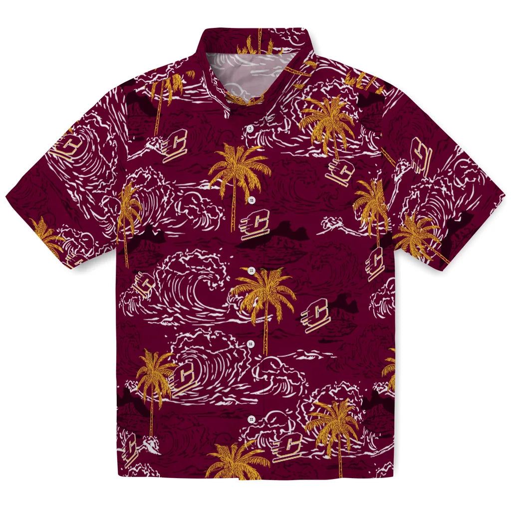 Central Michigan Chippewas Hawaiian Shirt - Wave Palm | Moonbestprint