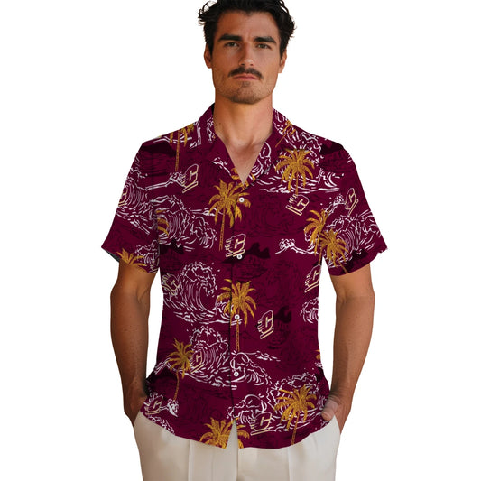 Central Michigan Chippewas Hawaiian Shirt - Wave Palm | Moonbestprint