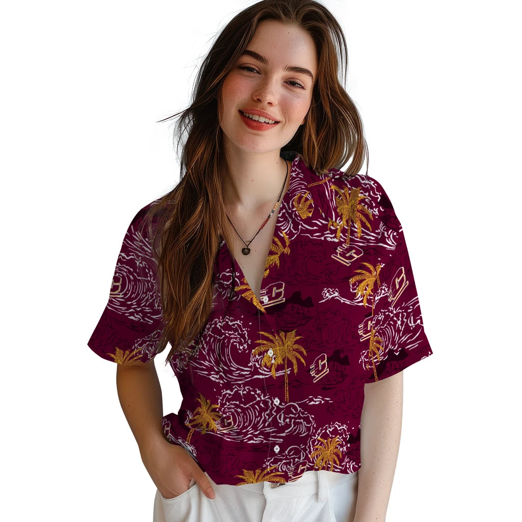 Central Michigan Chippewas Hawaiian Shirt - Wave Palm | Moonbestprint