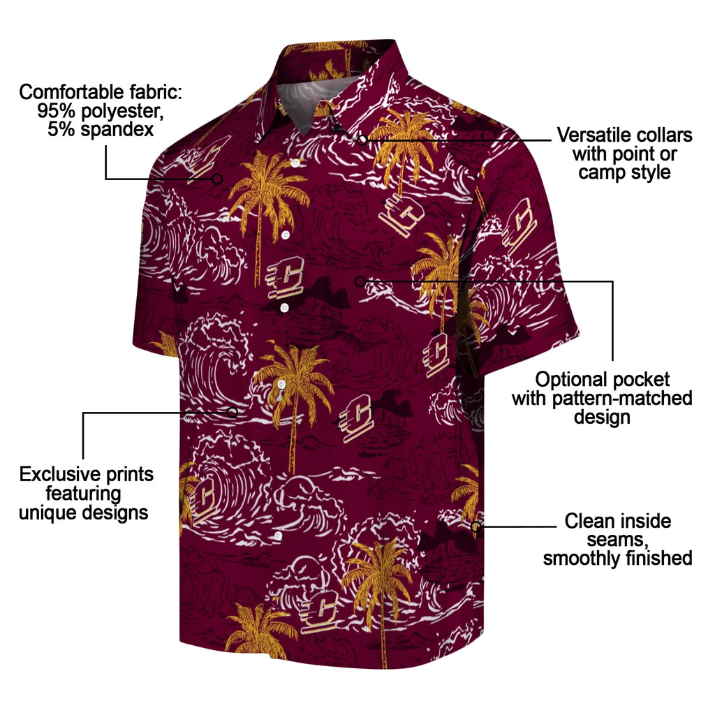 Central Michigan Chippewas Hawaiian Shirt - Wave Palm | Moonbestprint