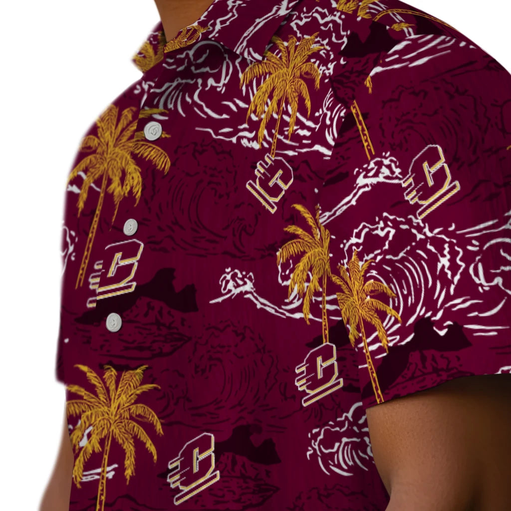 Central Michigan Chippewas Hawaiian Shirt - Wave Palm | Moonbestprint