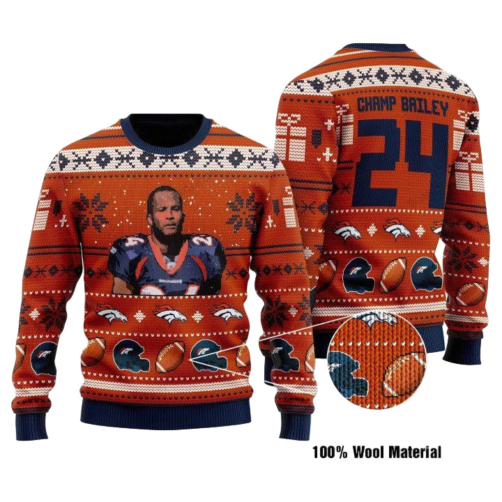 Champ Bailey 24 Denver Broncos Nfl Christmas Sweater ? Usalast