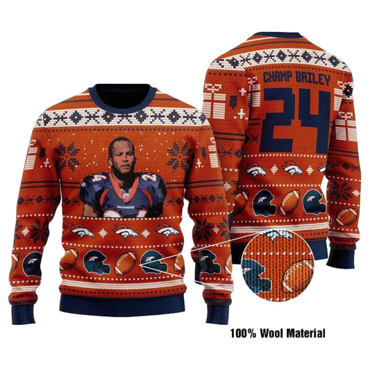 Champ Bailey 24 Denver Broncos Nfl Christmas Sweater ? Usalast
