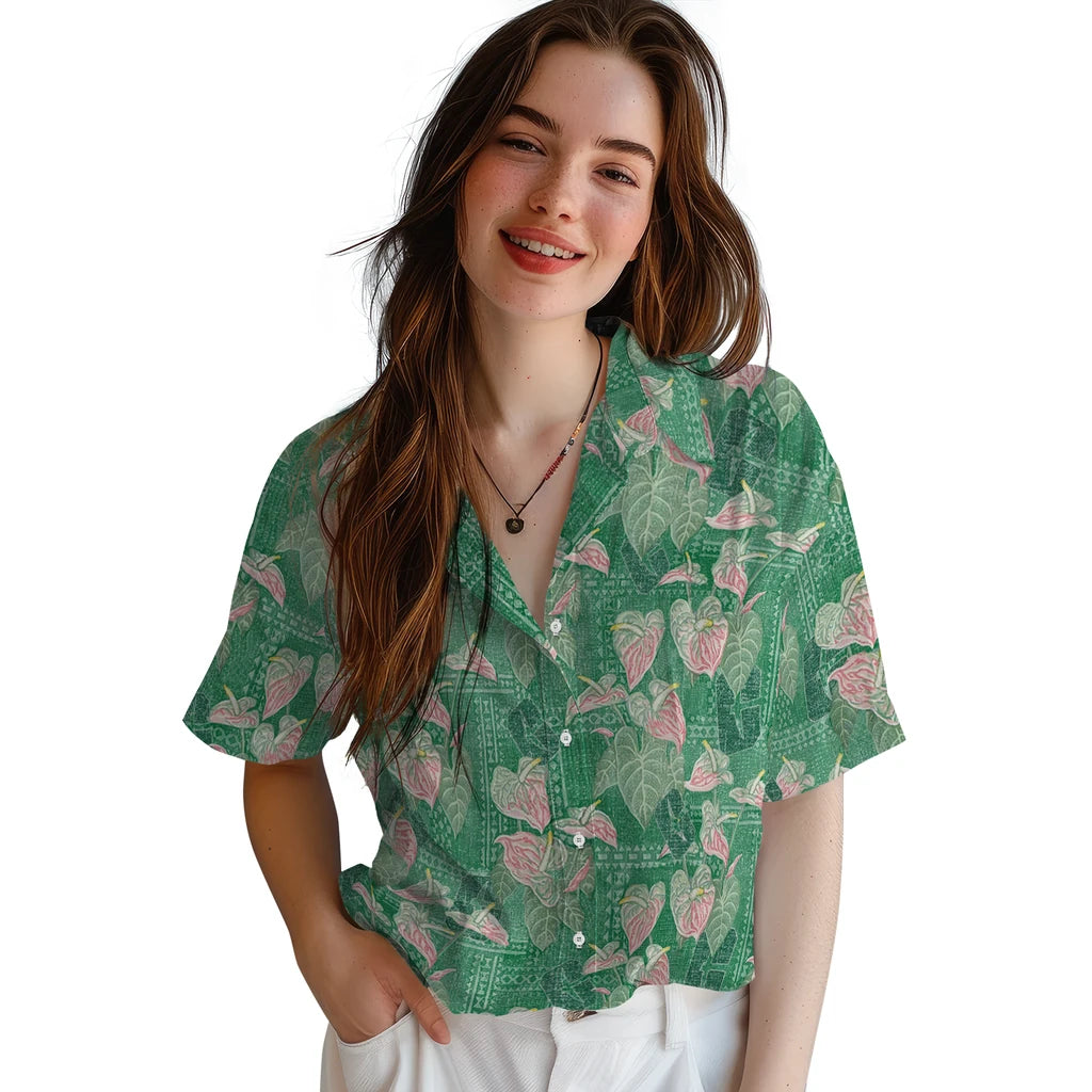 Charlotte 49ers Hawaiian Shirt - Anthurium Overlay | Moonbestprint