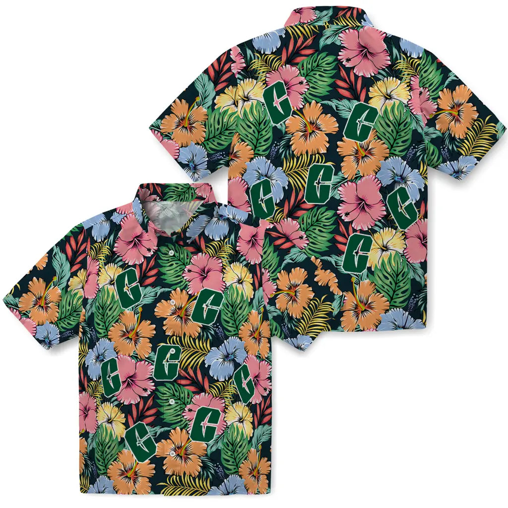 Charlotte 49ers Hawaiian Shirt - Brilliant Hibiscus Garden | Moonbestprint