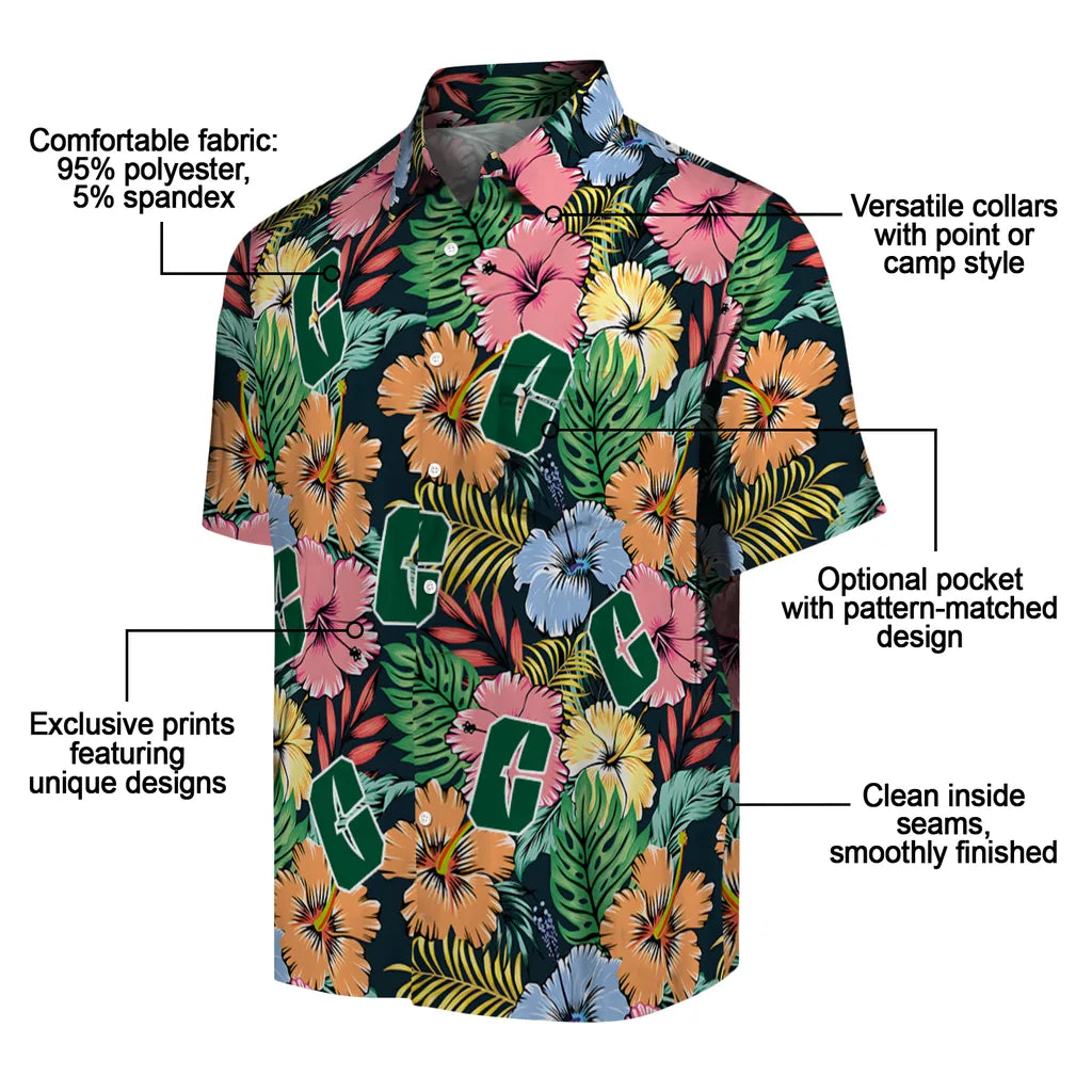 Charlotte 49ers Hawaiian Shirt - Brilliant Hibiscus Garden | Moonbestprint