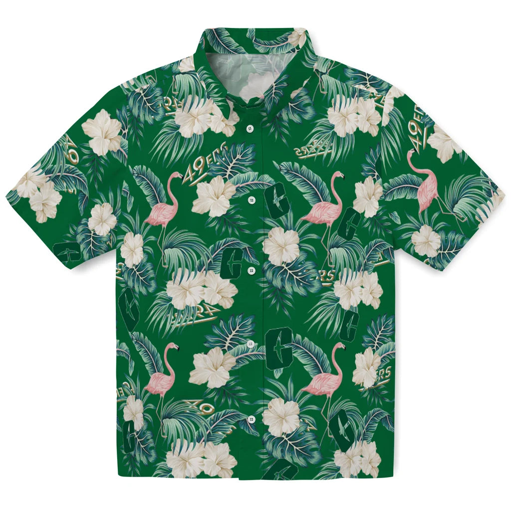 Charlotte 49ers Hawaiian Shirt - Flamingo and Hibiscus | Moonbestprint