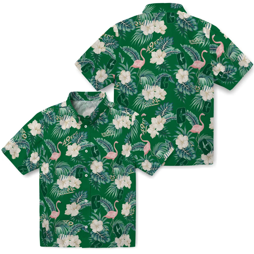 Charlotte 49ers Hawaiian Shirt - Flamingo and Hibiscus | Moonbestprint