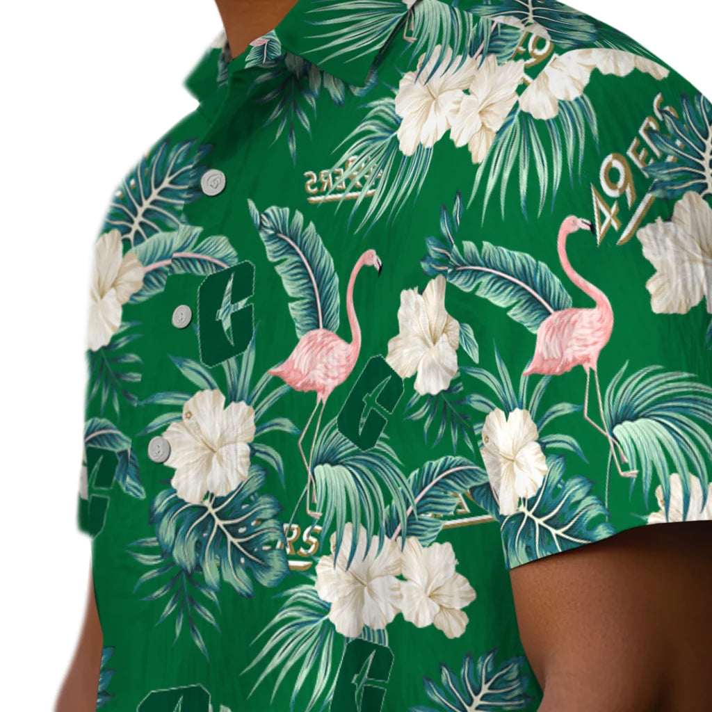 Charlotte 49ers Hawaiian Shirt - Flamingo and Hibiscus | Moonbestprint