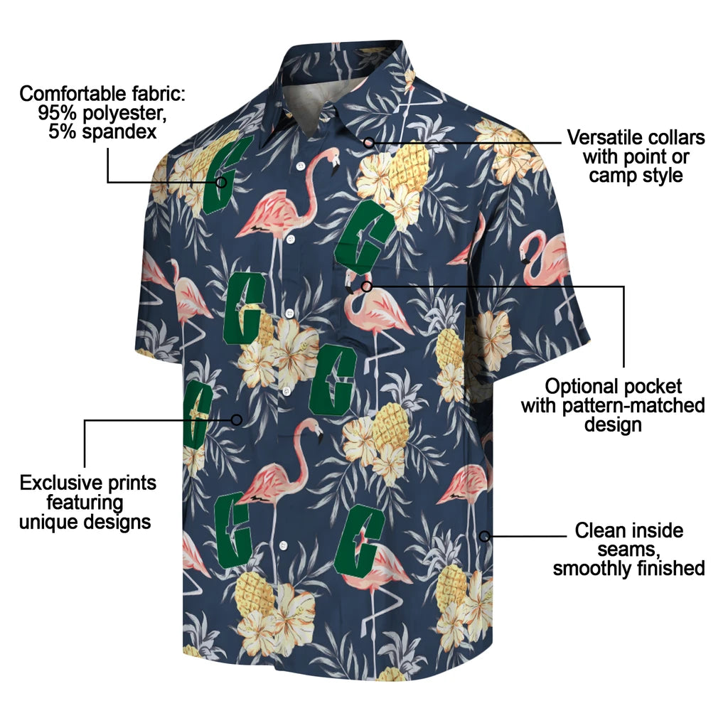 Charlotte 49ers Hawaiian Shirt - Flamingo Hibiscus | Moonbestprint