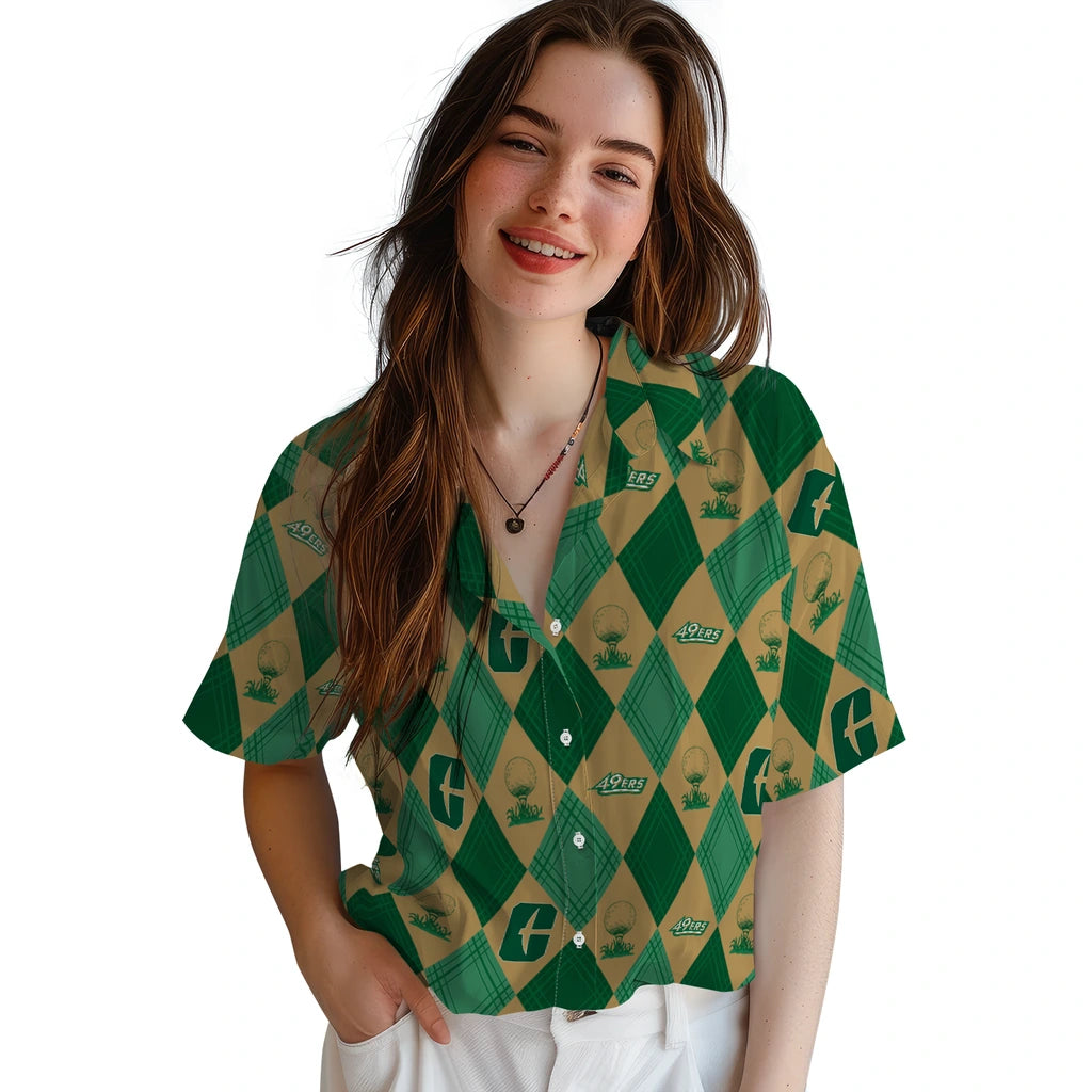 Charlotte 49ers Hawaiian Shirt - Golfing Plaid | Moonbestprint