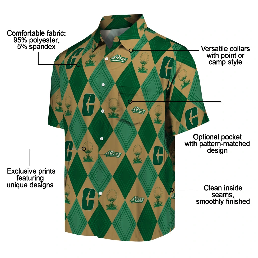 Charlotte 49ers Hawaiian Shirt - Golfing Plaid | Moonbestprint