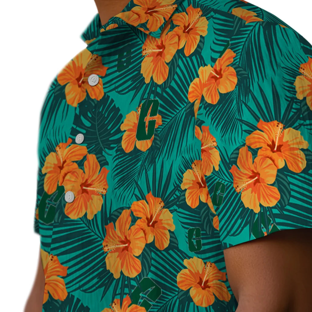 Charlotte 49ers Hawaiian Shirt - Hibiscus and Palm Leaves | Moonbestprint