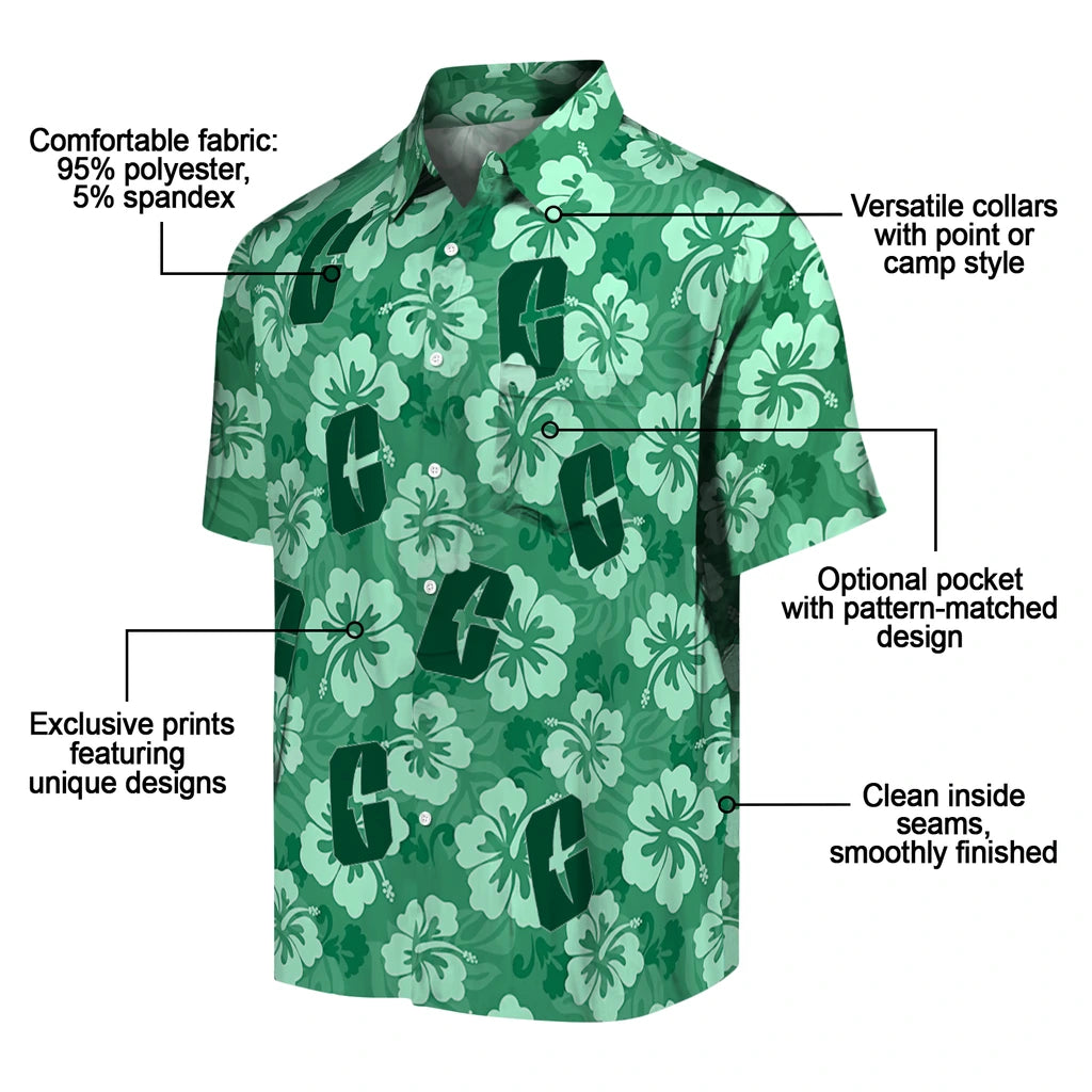 Charlotte 49ers Hawaiian Shirt - Hibiscus Cluster | Moonbestprint