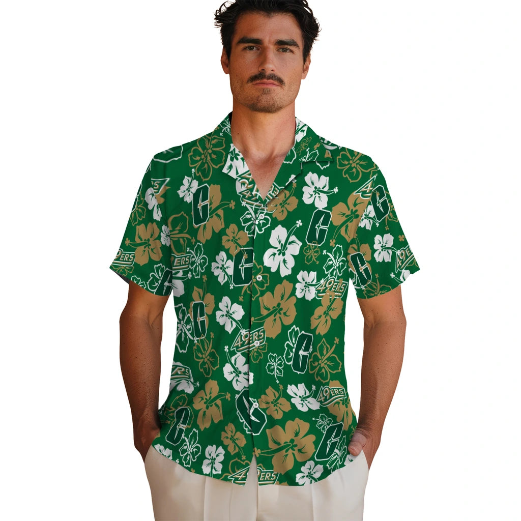 Charlotte 49ers Hawaiian Shirt - Hibiscus Flower Design | Moonbestprint