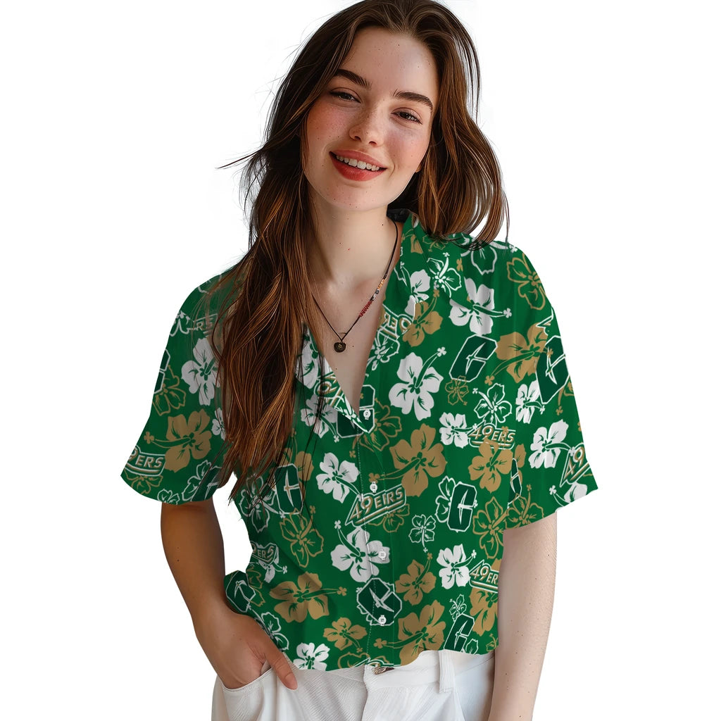 Charlotte 49ers Hawaiian Shirt - Hibiscus Flower Design | Moonbestprint