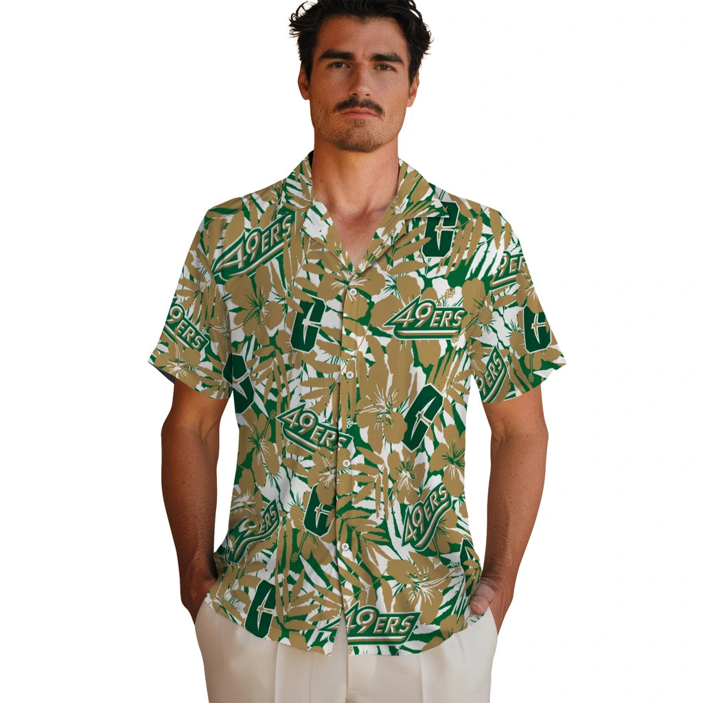 Charlotte 49ers Hawaiian Shirt - Hibiscus Overlay | Moonbestprint