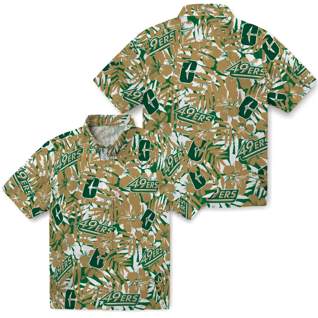 Charlotte 49ers Hawaiian Shirt - Hibiscus Overlay | Moonbestprint