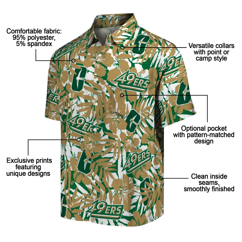 Charlotte 49ers Hawaiian Shirt - Hibiscus Overlay | Moonbestprint