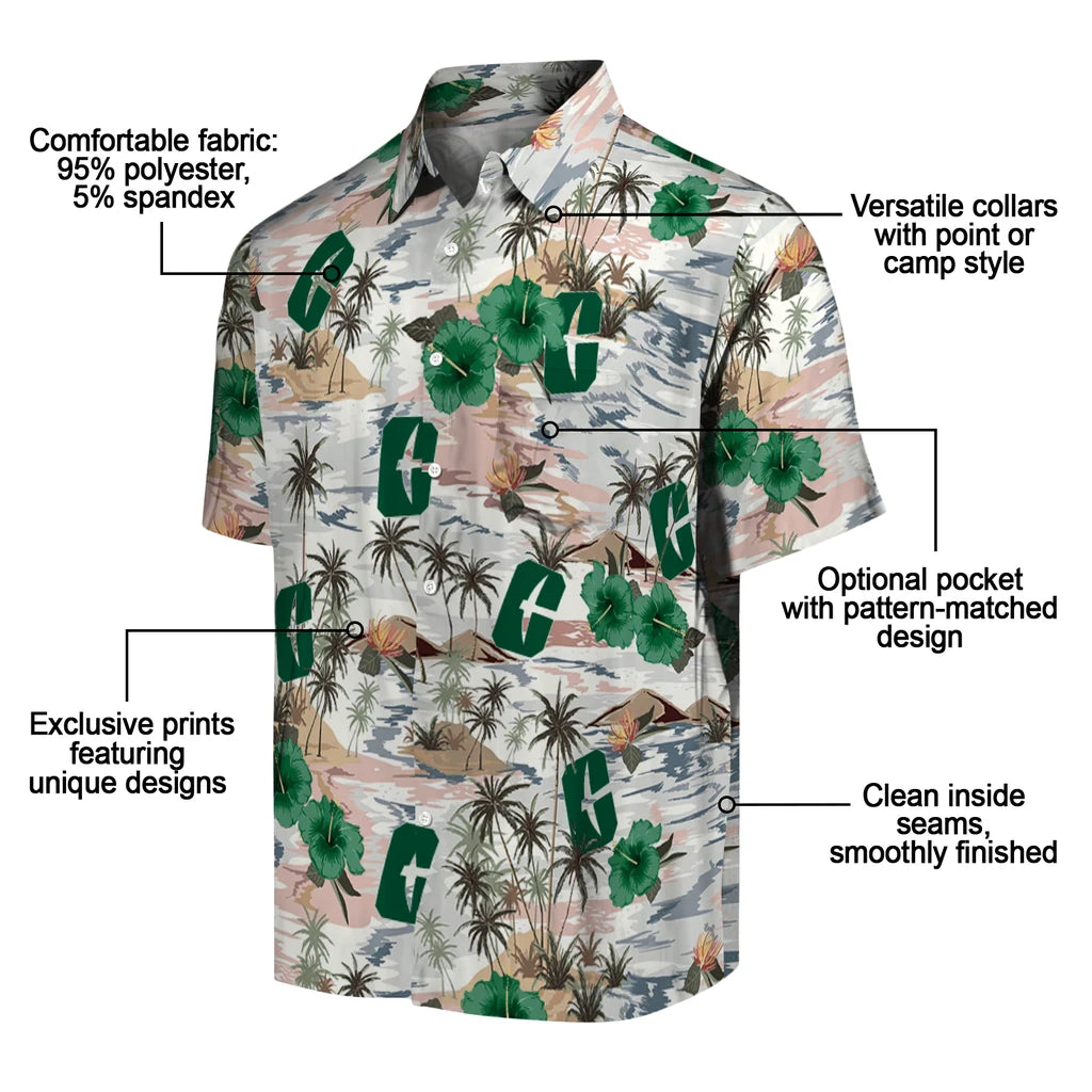 Charlotte 49ers Hawaiian Shirt - Hibiscus Seaside | Moonbestprint